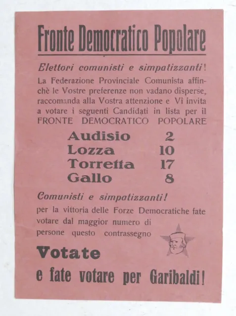 Volantino Fronte Democratico Popolare - Elezioni 1948