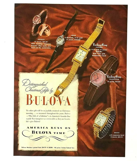 1946 Bulova Watch Advertisement Christmas Gift America Runs Vintage Print AD