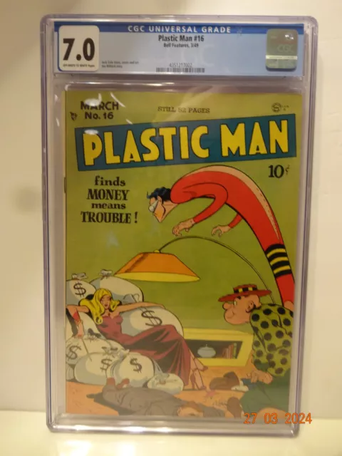 Plastic Man  #16 Cgc 7.0 Off-White To  White Pages Classic Cover Bell Features