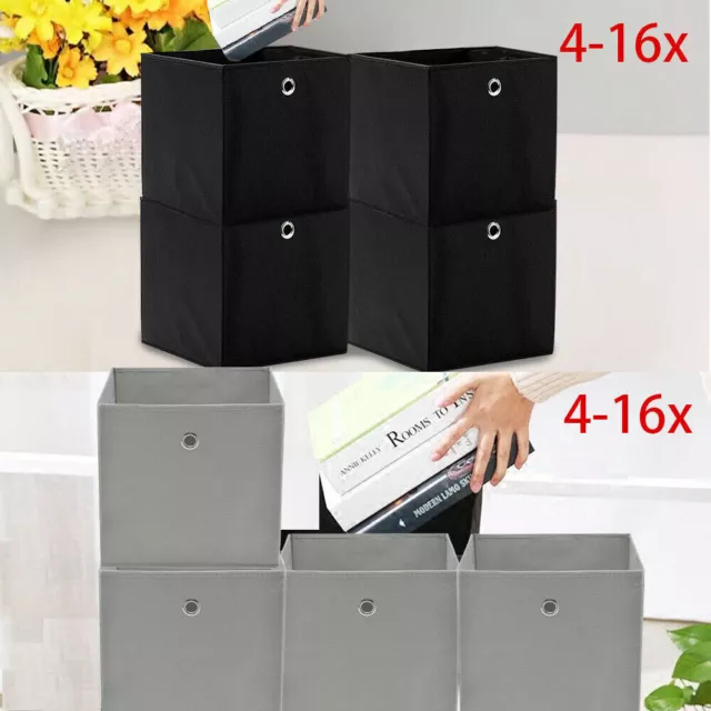 4-16er Set Faltbox 32x32X32cm Aufbewahrungsbox Faltkiste Box Regalbox Staubox