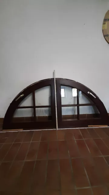 Halbrundfenster, Mahagoni, 2-fach verglast, 189 x 90 cm, sehr guter Zustand
