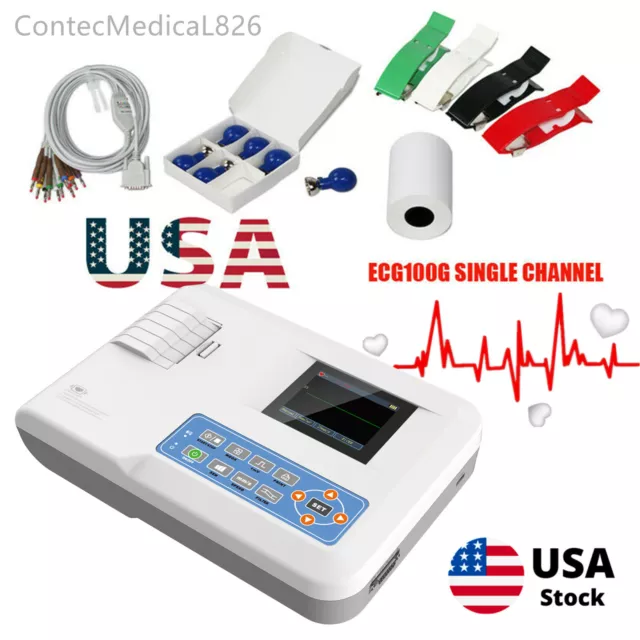 USA Color Digital 1 Channel 12 lead ECG Machine EKG Monitor Electrocardiograph