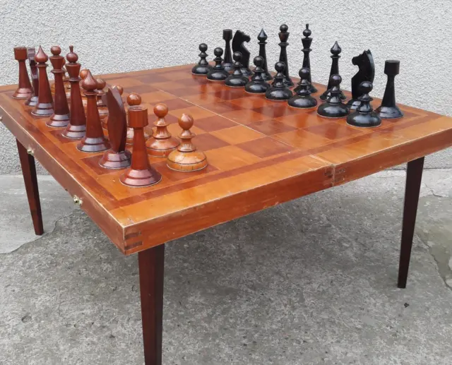 UdSSR Großer riesiger Schachspieltisch 100x86 Seltenes Vintage-Turnierholz 1985