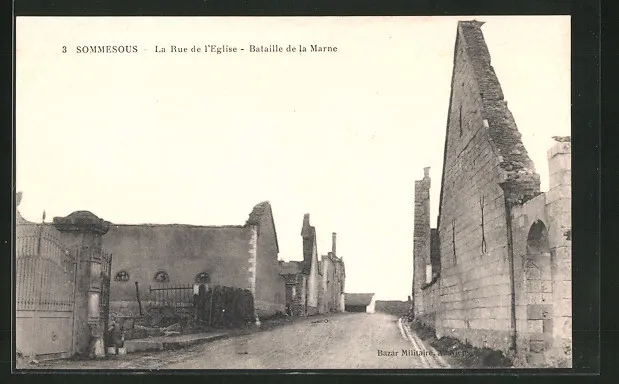 CPA Sommesous, La Rue de l'Eglise, Battle of the Marne