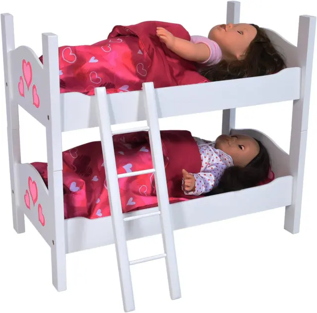 The New York Doll Collection Bunk Bed for Twin Dolls fits 18 Inch one Piece Bunk