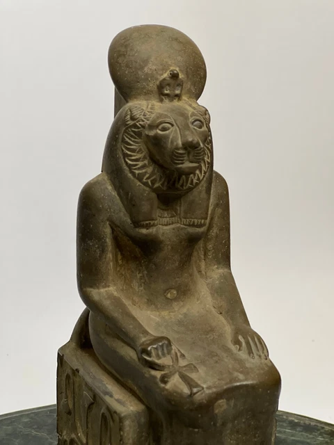 EGYPTIAN ANTIQUES SEKHMET Sitting Goddess Statue EGYPT Carved Stone BC