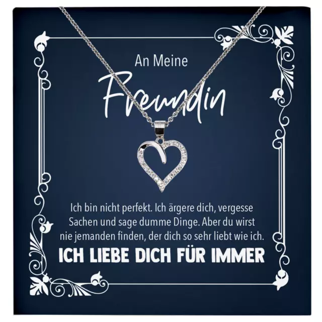 Jahrestag Geschenk Freundin Romantisch Frauen Silberschmuck Karte Herz Halskette