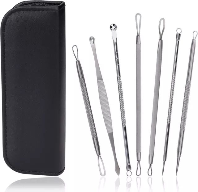 7x Blackhead Pimple Comedone Spot Acne Extractor Remover Kit Popper Tools