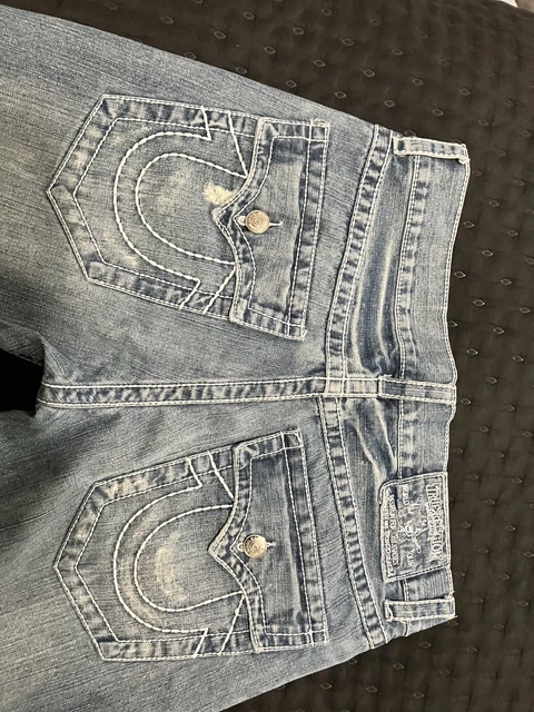 True Religion Vintage Joey Big T Flared Denim Jeans Bootcut, Mens 32,34