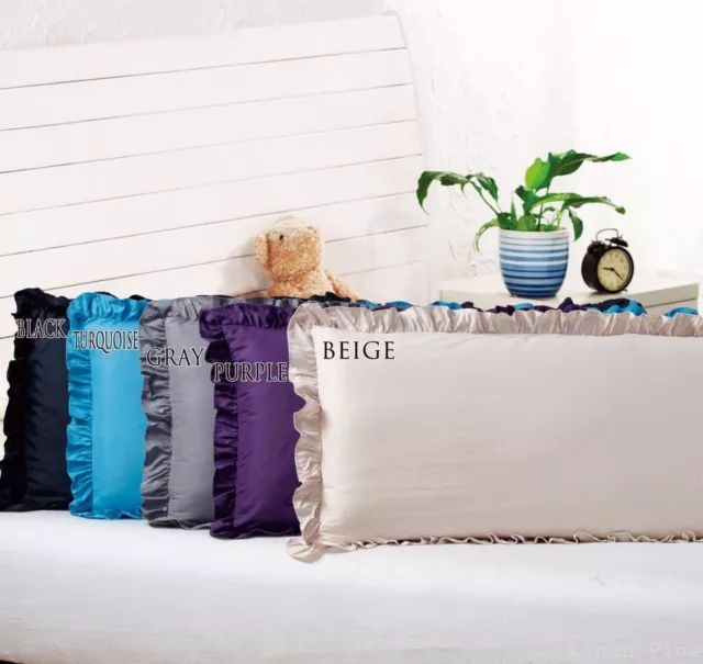 Body Pillow Ruffled Solid Cover Case Decorative 20"x54"+2 (8 Colors)