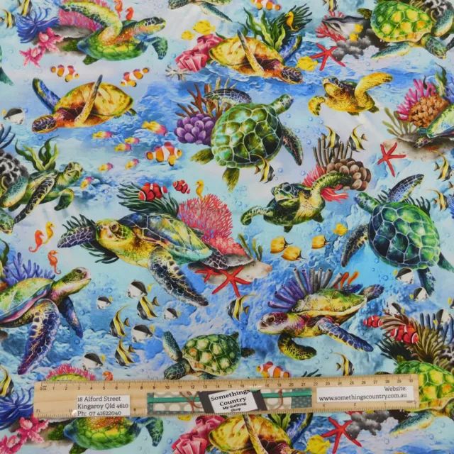 Quilting Sewing Fabric Reef Sea Turtles Light Material 50x55cm FQ