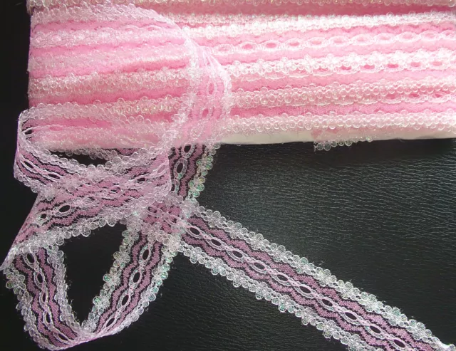 Knittingin/coathanger/Eyelet lace 7.8 metres x 30mm wide "Pink Opal" colour