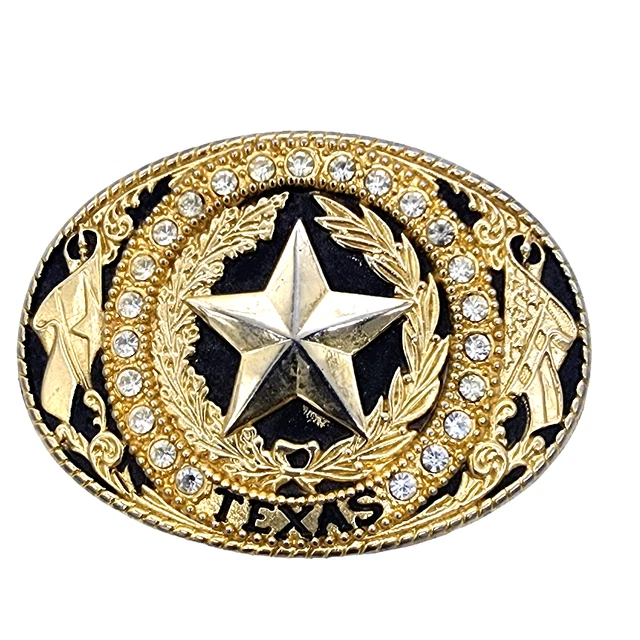 THE STATE OF Texas Seal Star Logo Belt Buckle Gold Tone Crystals $25.39