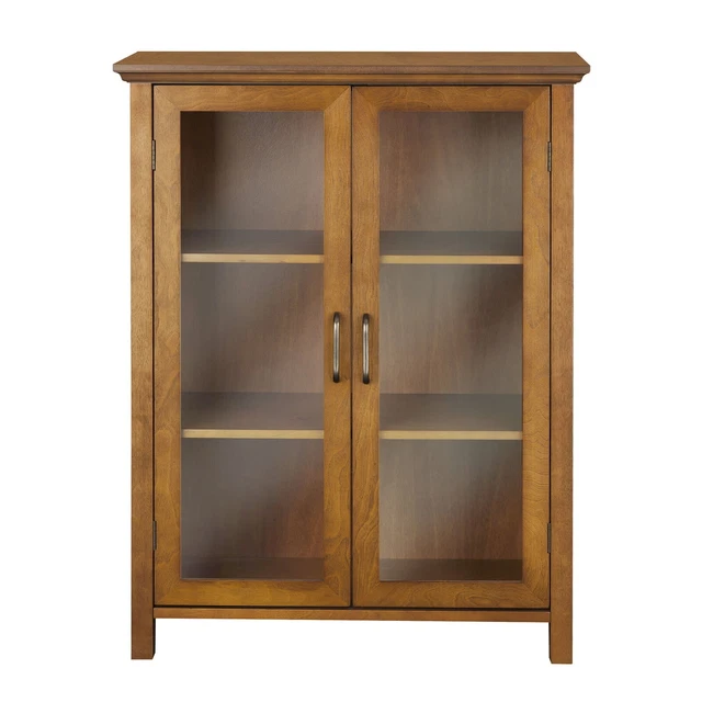 Home Avery Wooden 2 Door Floor Cabinet with Storage, Oiled Oak Indoor Furniture