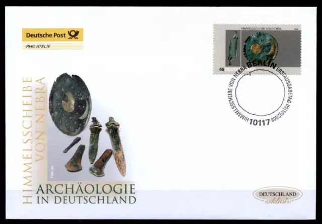 Himmelsscheibe von Nebra (um 1600 v. Chr.). Archäologie. FDC(1).Berlin.BRD 2008