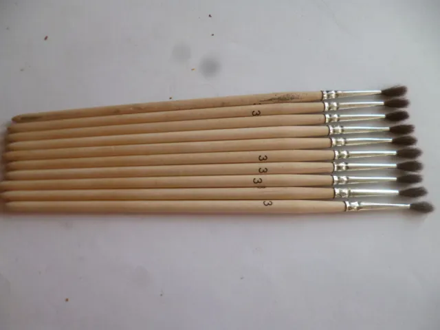 10 Stück Schulpinsel Pinsel  Feinhaarpinsel Malpinsel   Größe 3 NEU, unbenutzt