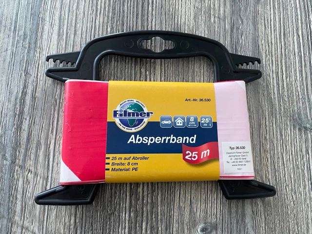 Absperrband Rot / Weiß 25 Meter 8 cm Breit