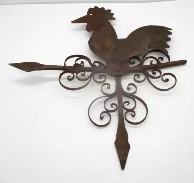 Antique Pierced And Cut Sheet Iron Rooster Weathervane