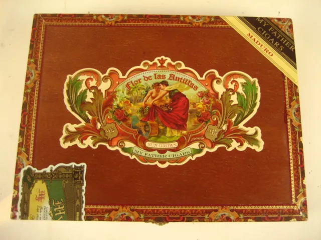 My Father Cigars Flor De Antilles Toros Gordos Empty Wooden Cigar Box 9"x7"x2"