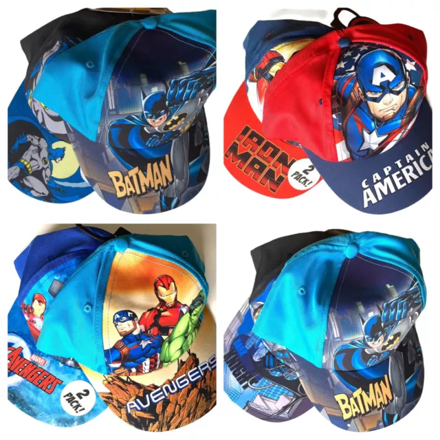 Baseballmütze Kinder Mädchen Jungen Superheld Spider-Man Batman Avengers Kappen 2er-Pack