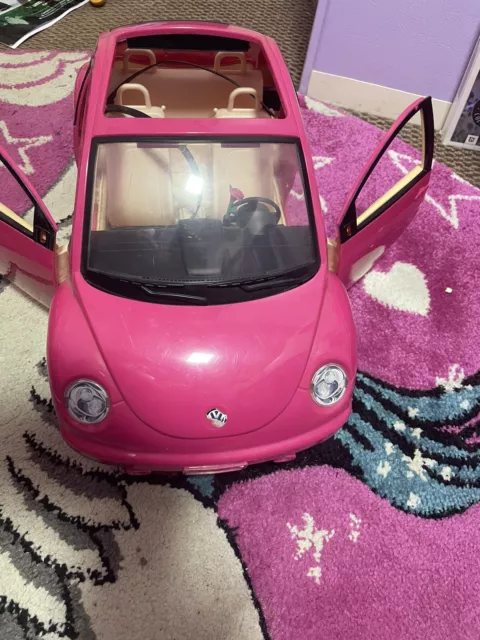 Barbie Vintage VW Volkswagen Beetle Bug Toy Vehicle Car 2000 Mattel Hot Pink