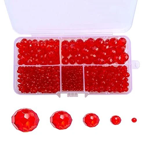1000pcs Red 2mm 4mm 6mm 8mm 10mm Briolette Crystal Glass Beads, Faceted