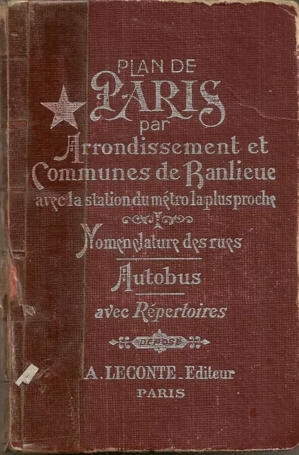 Plan De Paris Par Arrondissement Et Communes De Banlieu A.leconte Editeur