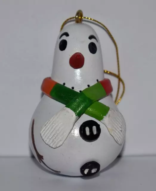 Carved Gourd Ornament M010 PERU Folk Art HANDMADE Christmas Snowman Paint 3' 2