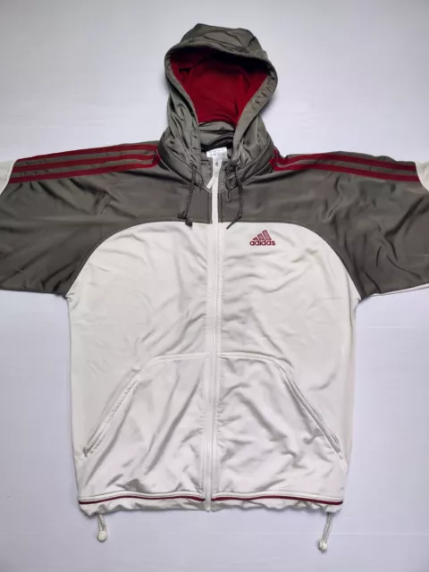 ADIDAS Vintage Anni 90 Felpa Zip Uomo Giacca Tuta Cappuccio Rimovibile Taglia S 2