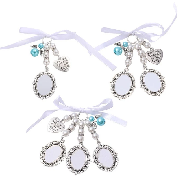 1Pc Bridal Bouquet Heart Photo Frame Memory Charm Wedding Party Heart Beads Gift