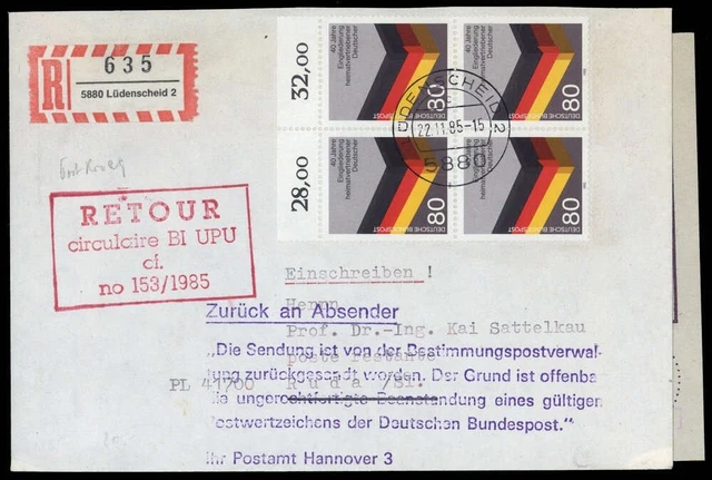 1985, Bundesrepublik Deutschland, 1265 (4), Brief - 1576950