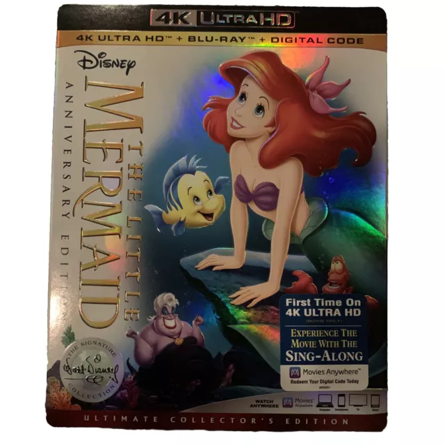 THE LITTLE MERMAID (4K Ultra HD BLURAY+DIGITAL w/ slipcover) NEW FREE