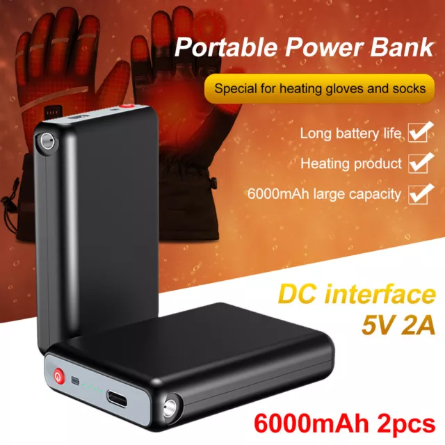 2PC Portable Power Bank Pack Mini Charger Battery for Heating Gloves Vest Jacket