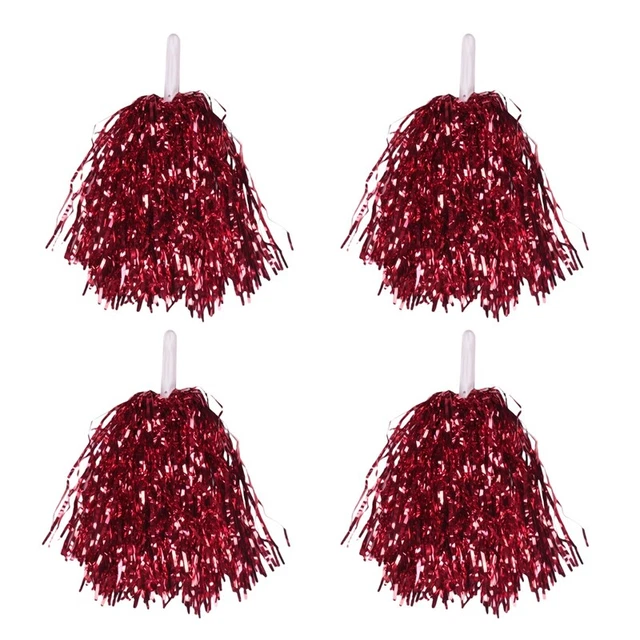 24Pcs Cheerleading Poms Metallic Foil Cheer Poms with Plastic N2X6