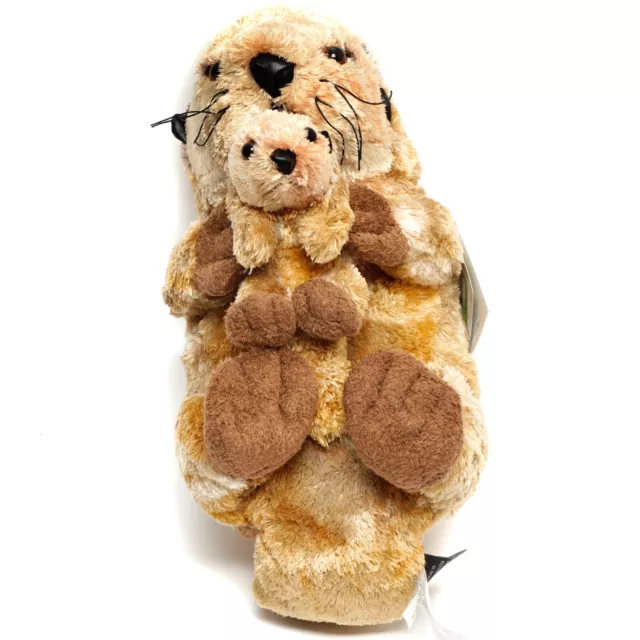 Plush Sea Otter Mother with Pup Stuffed Animal Monterey Bay Aquarium Signature