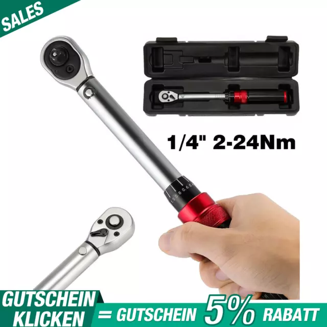 Neu Drehmomentschlüssel 1/4" 2-24Nm Fahrrad Drehmoment Ratsche Knarre Schlüssel