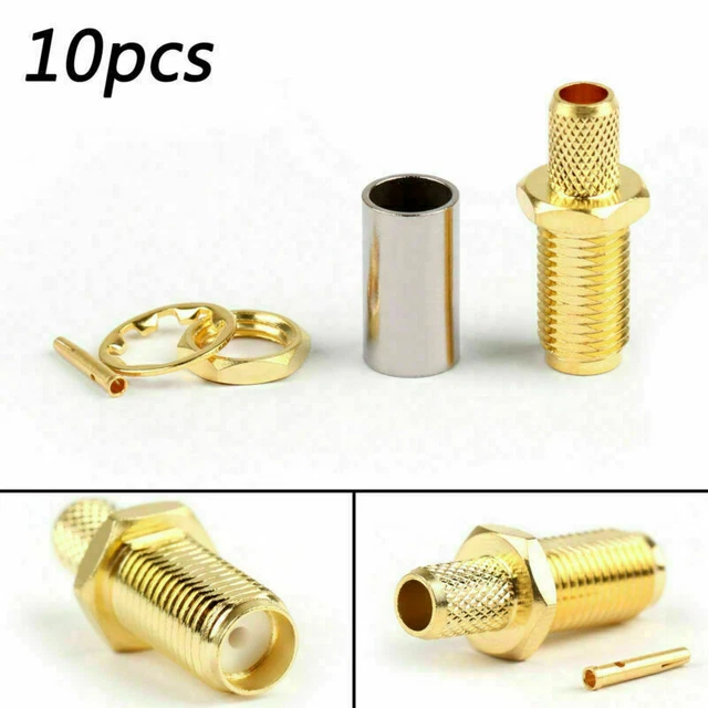 10Pcs SMA Female Jack RF Connettore Female Pin per RG58 RG142 RG400 LMR195 Cavo