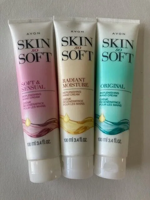 3 Avon Skin So Soft hand cream trio -Soft & Sensual, Original & Radiant Moisture