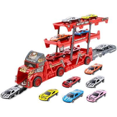 Little Bambino City Road Car Vehicle Car Lorry Truck Race Car Kids Toy 6 cars included Car Transporter Paly Vehicles Palysets Motor Vehicle Truck with 6 Colorful Mini Metal Cars for Kids Boys Girls 