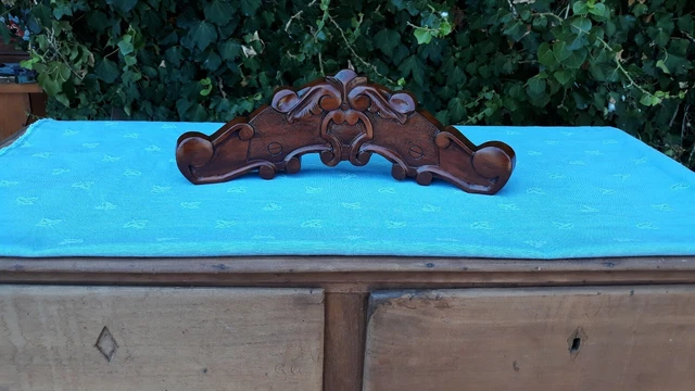 Antique French Architectural Hand Carved Wood Pediment 2