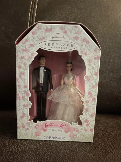 1997 Hallmark Keepsake Ornament BARBIE and KEN Wedding Day Bride Groom Set