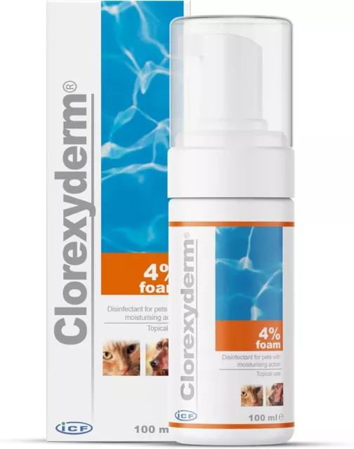 Clorexyderm ,Dry Dog & Cat Shampoo, Foam Mousse - Itchy Skin Relief -100 ml