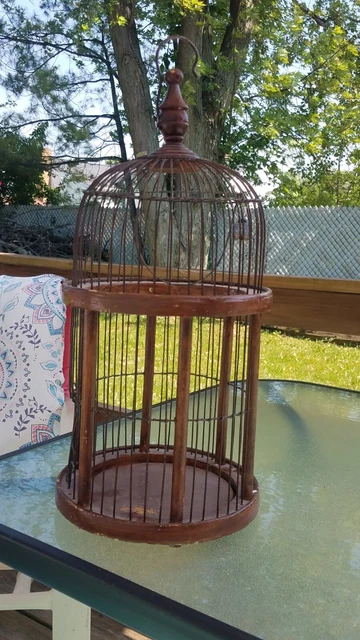Vintage Decorative Birdcage Dome Cage of Wood & Metal Bird House Birdhouse Decor