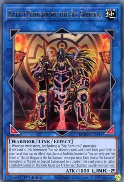 x3 Battle Shogun of the Six Samurai - MGED-EN143 - Rare - 1st Edition Yu-Gi-Oh!
