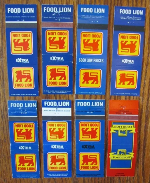 Food Lion Supermarkets (8 Diff. Matchbooks) (Hq: Salisbury, North Carolina) -F9