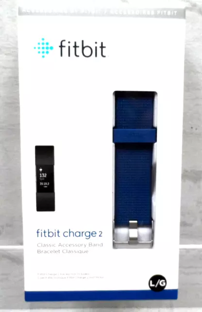 NEW Genuine Fitbit Charge 2 Classic Accessory Band Blue Large L/G Sealed