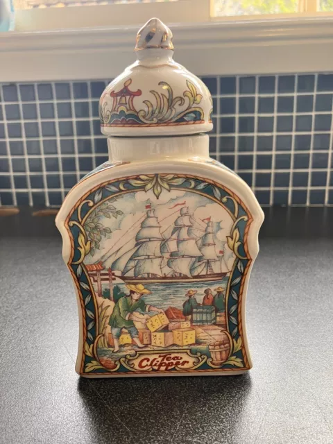 English Tea Caddy  Bone China, "Tea Clipper” 1980's Sadler Made In England