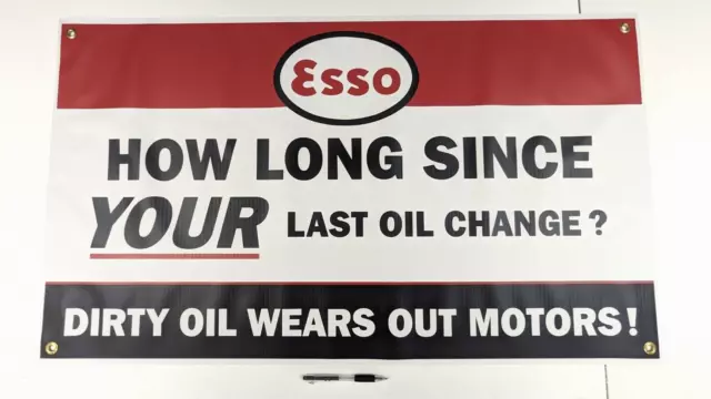 Esso Oil Change '50s Vintage Style Dealer Promo Shop Display Banner Gas Oil