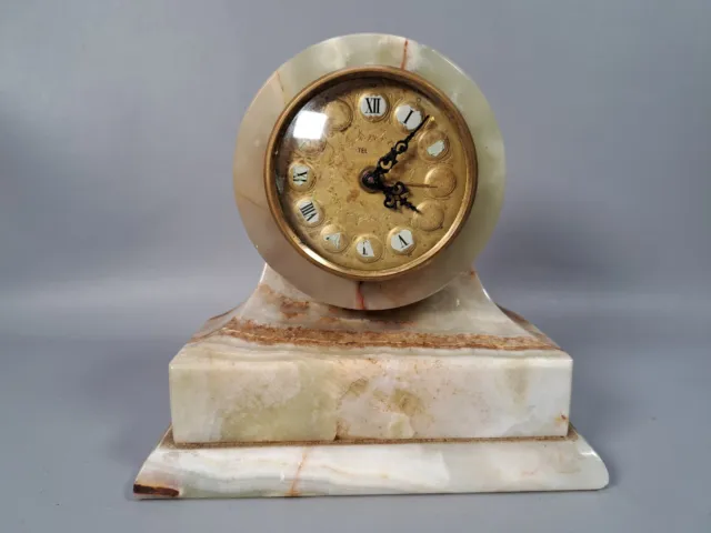 vintage solid onyx brass french mantle clock vtg country house interior