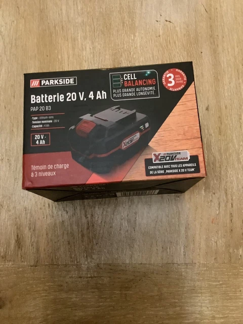 Batterie Parkside XTEAM 20V 4Ah - Lithium-Ion - Compatible Perceuse, Visseuse, Etc.